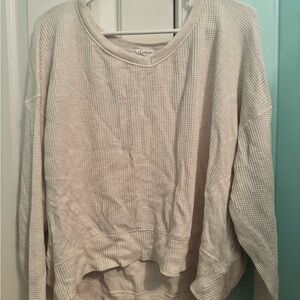 Offline by Aerie White Waffle Knit Long Sleeve Top